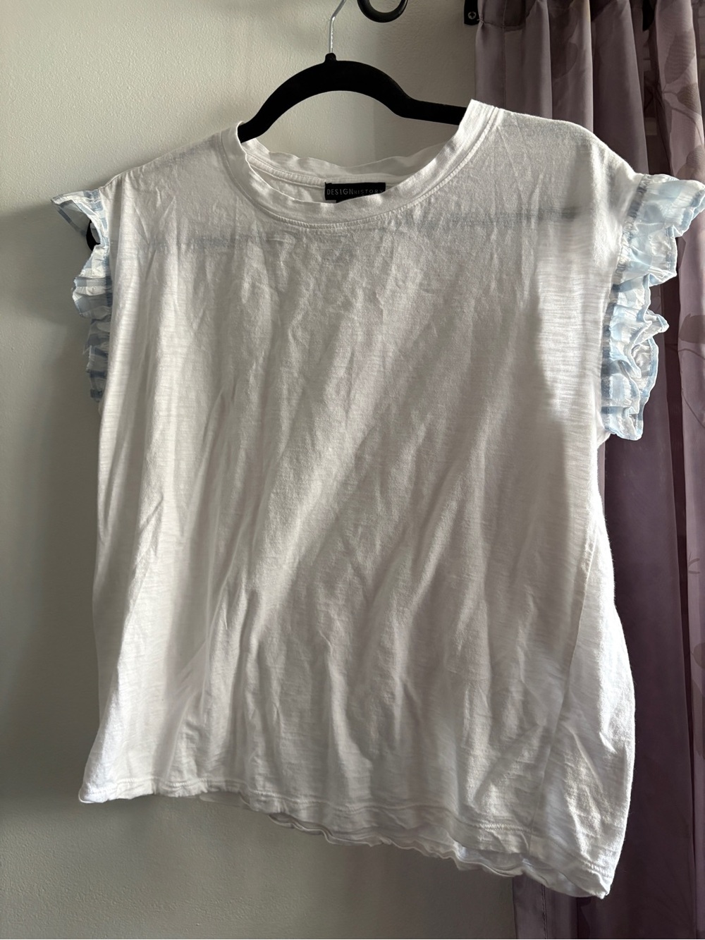 Design History White Ruffle Sleeve Tee